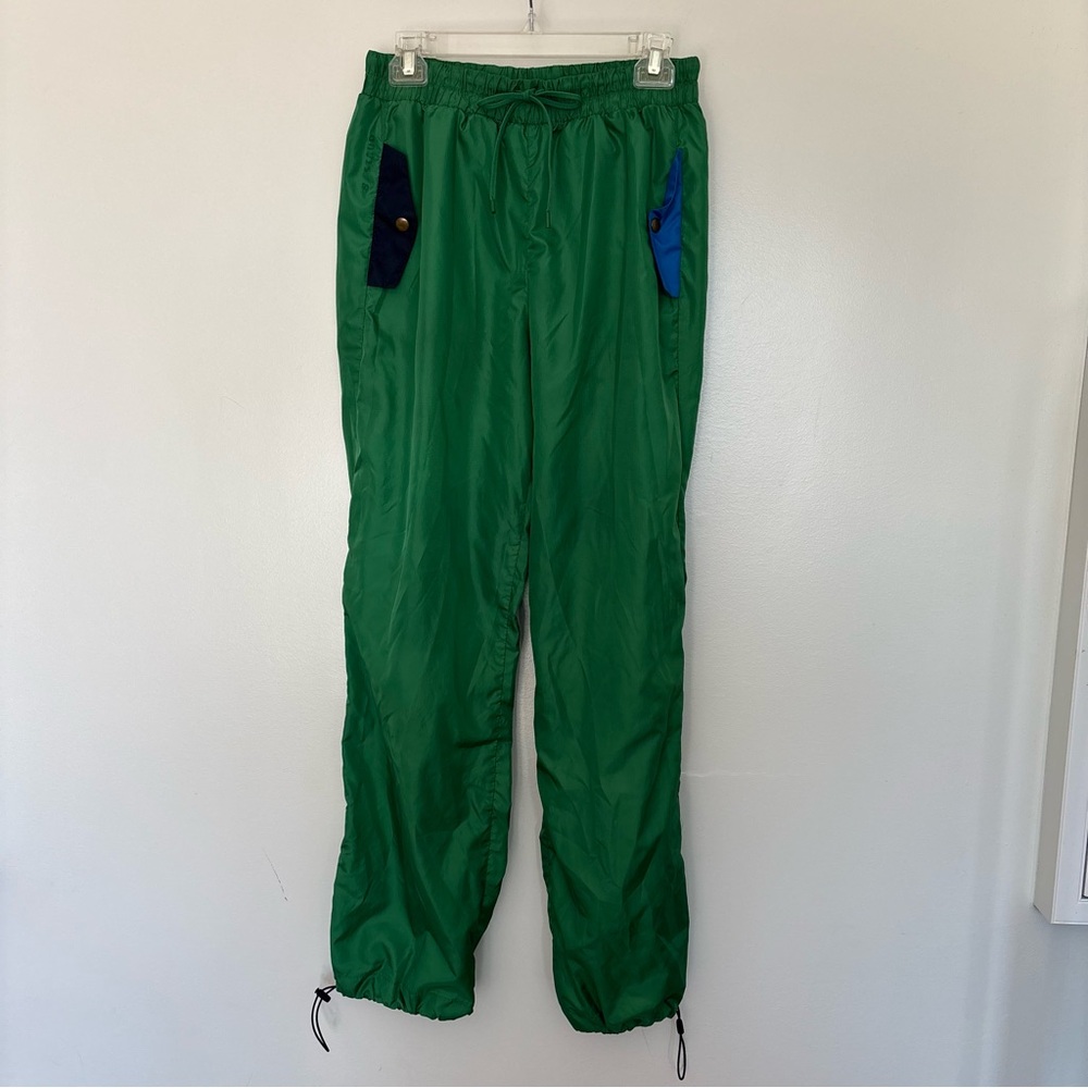 STAUD Green Track Pants with Navy Pocket Accents - Picture 4 of 14